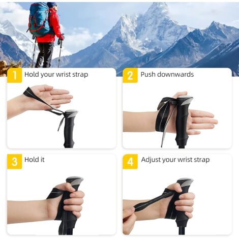 Bâton De Marche Pliable Aluminium - Réglable 53-110 Cm - Antidérapant, Léger - Randonnée, Trekking
