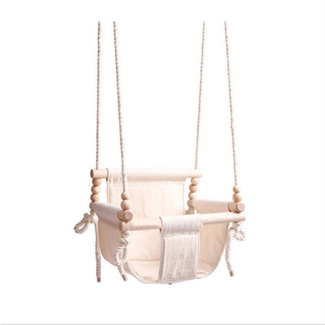 FUNLIO Balançoire en Bois Pliable pour Les Enfants de 6 à 36 Mois. Fabriquée en pin Durable, Portable avec 4 Sacs de Sable et des Sangles d'extension. Utilisation intérieure/extérieure - Gris