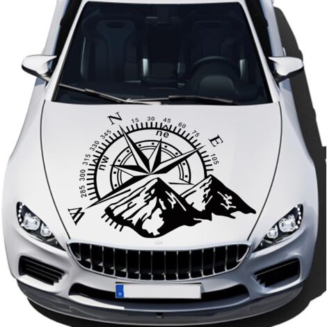 Autocollant Boussole Universel Camping-Car Voiture Caravane - Décoration Noir 140x58cm