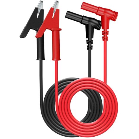 Greluma 2 Pc De Test Multimètre, Fiche Banane à Angle Droit Vers Pinces Crocodiles Fils De Câble De Test Souples Pour Les Tests électriques 3,3 Pieds/1 M