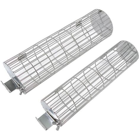 Jeffergarden 2 PCS BBQ Net Tube En Acier Inoxydable Barbecue Grill Panier Roulant Barbecue Cage Pour Légumes Fruits De Mer