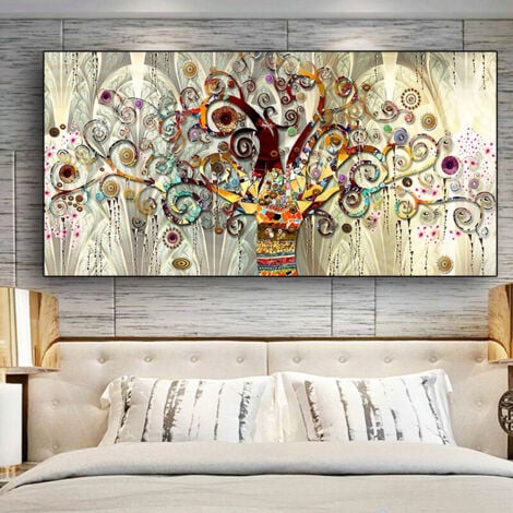 Arbre De Vie Impression sur Toile Tableau Décoration murale salon moderne 40x70cm，