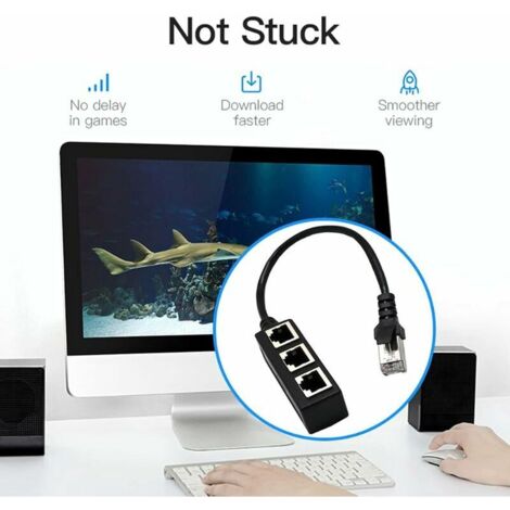 Multiprise Ethernet Répartiteur RJ45 1 Vers 3 - Connecteur Ethernet Pour Réseau Switch Rj45