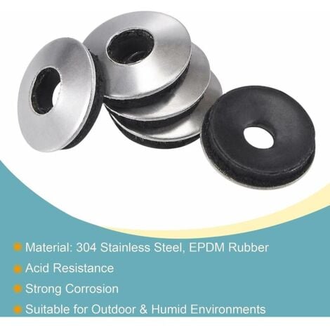 Lot de 200 Rondelles d'Etanchéité EPDM Inox 12 x 4,2 x 2,8 mm,