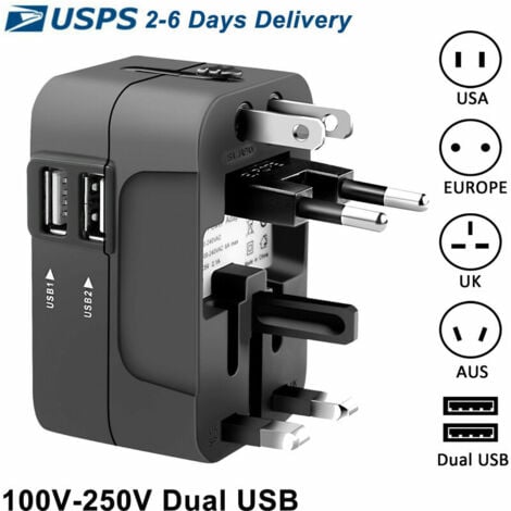 1PC adaptateur de prise de voyage universel 2 Port USB voyage dans le monde adaptateur de chargeur secteur AU US UK EU convertisseur adaptateur USB chargeur nouveau