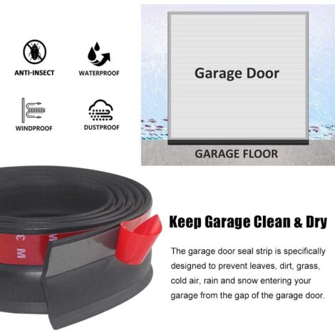 Joint de Porte de Garage Universel de 3 m, Bande d'Étanchéité en Caoutchouc pour Porte de Garage Multifonction, Bande d'Étanchéité pour Bas de Porte de Garage avec Clous