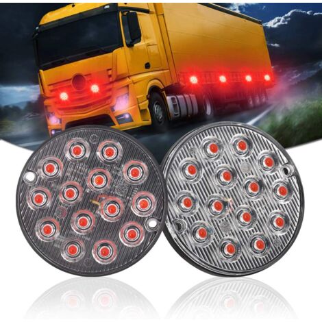Teguangmei 4X20LED Super Lumineux Stroboscopique D'avertissement d'urgence LED Lumière de Secour en Surface Lumière Stroboscopique pour Remorques de Véhicules de Construction 12-24V(Rouge et Blanc