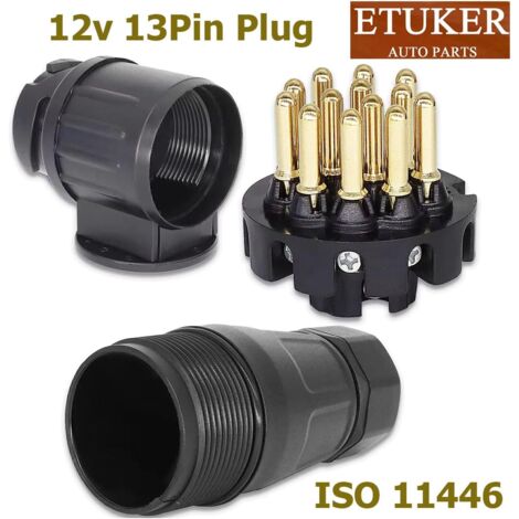 Prise Et Fiche Remorque 13 Broches 12V - Pour Attelage Camion, RV, Neuf
