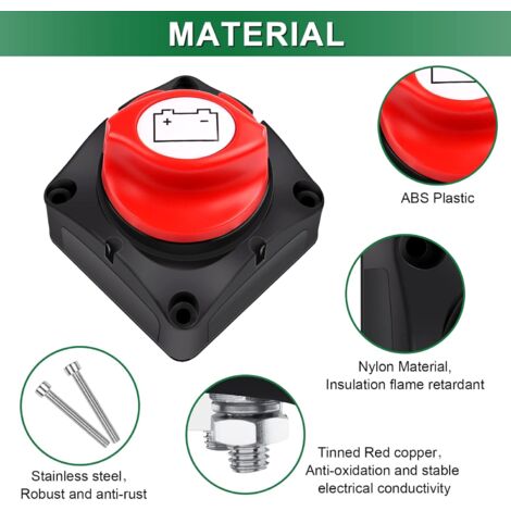Interrupteur De Déconnexion De Batterie 12V/24V Spurtar - Coupe-Circuit à Bouton Vert Pour Voiture, Bateau, Camping-car