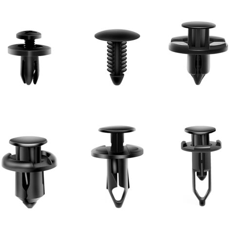 190 Clips Plastique Pour Voiture - 6 Tailles Différentes - Rivets De Fixation Universels Panneaux Et Portières