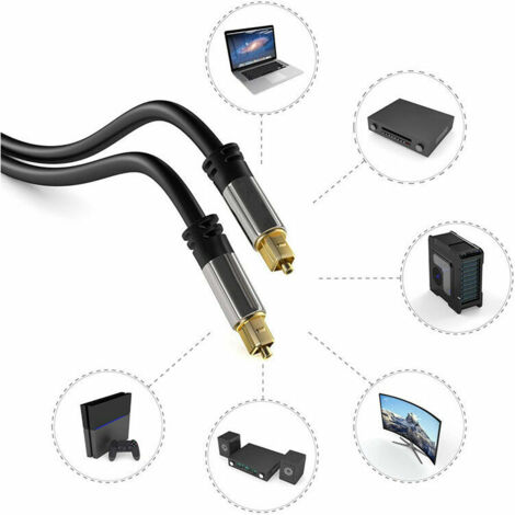 Nazalus-Vente chaude-Câble audio numérique optique 10m / câble TOSLINK (TOSLINK vers TOSLINK, câble fibre optique pour home cinéma, PS4, Xbox) Série Pro  Câble et adaptateur pour vidéosurveillance