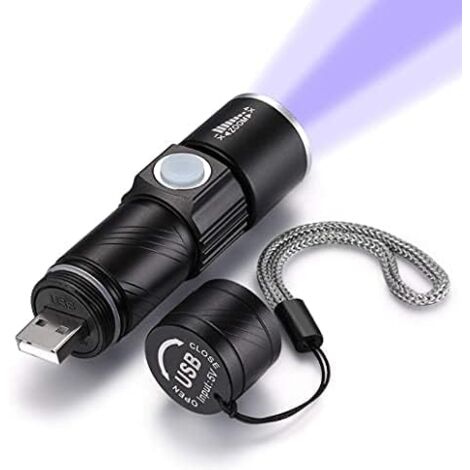 Lampe Torche UV 395nm Rechargeable - Pour Détection Taches, Camping, Pêche