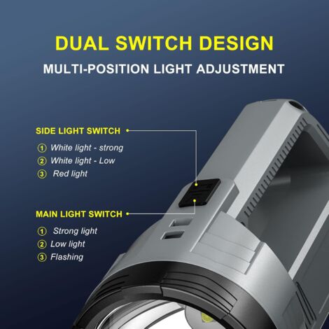 LAMPE DE POCHE, Torche, LED Ultra-puissante, Rechargeable, Urgence