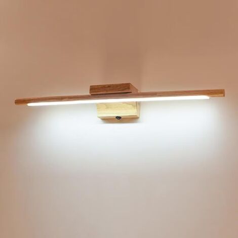 Applique murale LED pour miroir de salle de bain en bois avec interrupteur, étanche IP44, éclairage intérieur moderne, 60 cm, 3000 K [Classe énergétique] -220V -10W