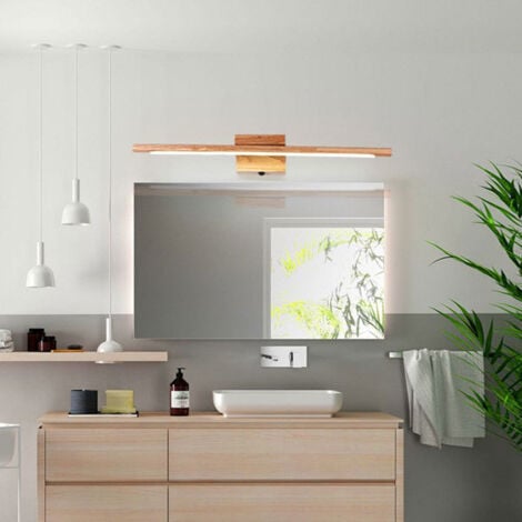 Applique murale LED pour miroir de salle de bain en bois avec interrupteur, étanche IP44, éclairage intérieur moderne, 60 cm, 3000 K [Classe énergétique] -220V -10W