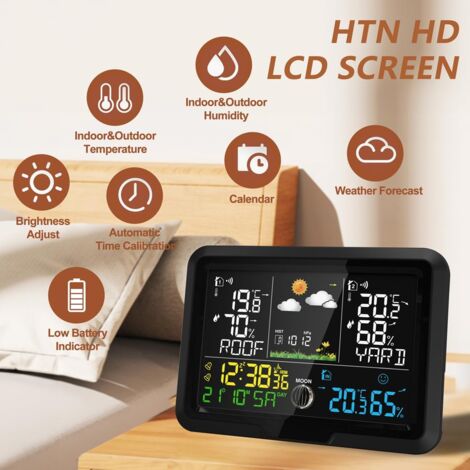Station Météo Sans Fil Thermomètre Extérieur Intérieur Température Humidité Baromètre Alarme