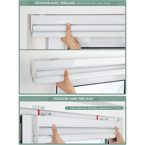Store Zébré Double Klemmfix Sans Perçage 65x140 Cm - Fixation Par Pression Pour Fenêtres Et Portes