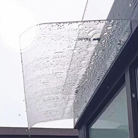 Auvent De Porte Voûté En Polycarbonate - 80x100 Cm, Transparent, Support Noir, Protection Contre Pluie Et UV