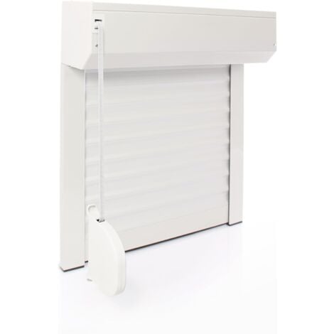Kit Volet Roulant Ajustable en Aluminium - Montage Facile , Pour Fenêtre Porte-Fenêtre, Manuel Motorisé Solaire,(h120 x l120 cm, Blanc, Sangle)