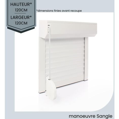 Kit Volet Roulant Ajustable en Aluminium - Montage Facile , Pour Fenêtre Porte-Fenêtre, Manuel Motorisé Solaire,(h120 x l120 cm, Blanc, Sangle)