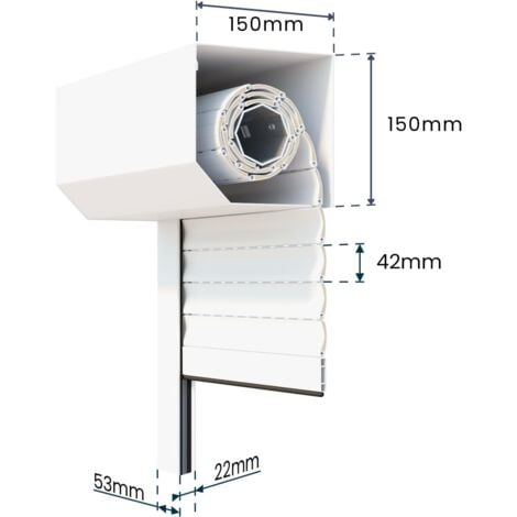 Kit Volet Roulant Ajustable en Aluminium - Montage Facile , Pour Fenêtre Porte-Fenêtre, Manuel Motorisé Solaire,(h120 x l120 cm, Blanc, Sangle)