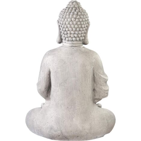 Grand Bouddha 70 cm - Aspect pierre - Sculpture de jardin Feng Shui assis - Aspect pierre Statue Bouddha