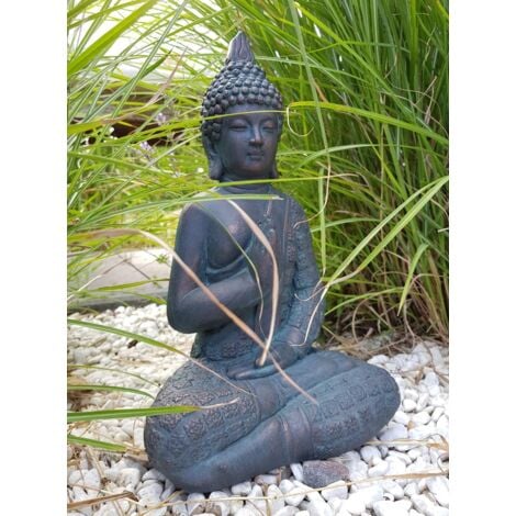 Statue de Bouddha Feng Shui Figure de Bouddha Décoration Jardin Boudda Pierre Artificielle 33cm Imitation Bronce