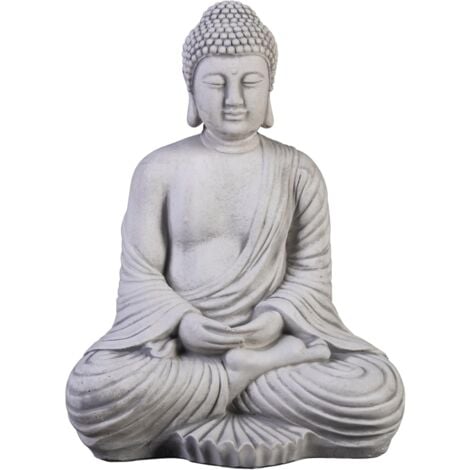 Statue Bouddha ,Figure de Pierre Massive Bouddha en Pierre reconstituée, résistant au Gel (Gris)