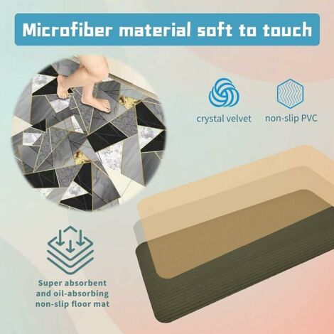 Tapis de cuisine antidérapants, Lot de 2 absorbent l'eau et l'huile - Tapis de cuisine - Tapis étanche à la poussière pour l'intérieur, 40 x 60 + 40 x 120 cm (géométrie noire)