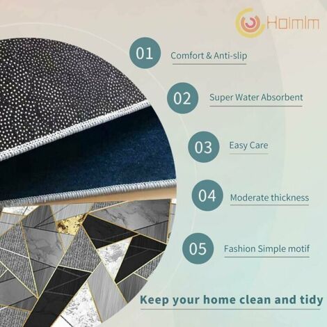 Tapis de cuisine antidérapants, Lot de 2 absorbent l'eau et l'huile - Tapis de cuisine - Tapis étanche à la poussière pour l'intérieur, 40 x 60 + 40 x 120 cm (géométrie noire)