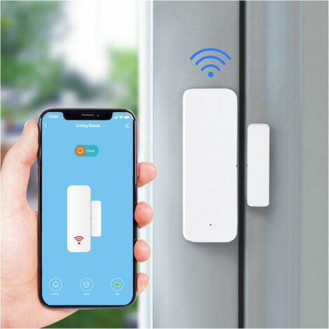 Alarme maison Sans Fil WiFi Capteur de Porte Fenêtr Intelligent, Télécommande Low Energy Alarme Maison （Blanc）