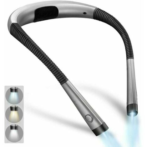 Lampe de Lecture de Cou Rechargeable, Lampe pour lecture au Lit, 3 Couleurs, 6 Niveaux de Luminosité, Bras Pliables, Longue Durée de Vie, Parfaite pour la Lecture,Le Tricot,la Réparation [Classe énerg