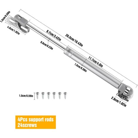 Vérins à Gaz L 380mm 200N - 2 Vérins + Supports - Forte Charge 20 Kg - Pour Portes De Placard, Coffres, Meubles - Kit Complet