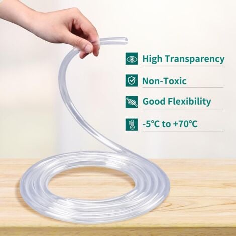 Soldes Tuyau PVC Souple Tube Plastique Transparent Tuyau Aquarium de 5 Mètres, 4 × 6mm, pour Baignoire Piscine Aquarium Pulvérisateur