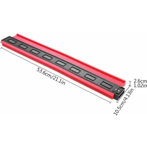 Jauge de contour, Irrégulier Multifonctionnel Jauge de Profil Traceur Facile pour Outil de Marquage du Bois pour minage de Mesures Précises (20 pouces / 500 mm, Rouge)