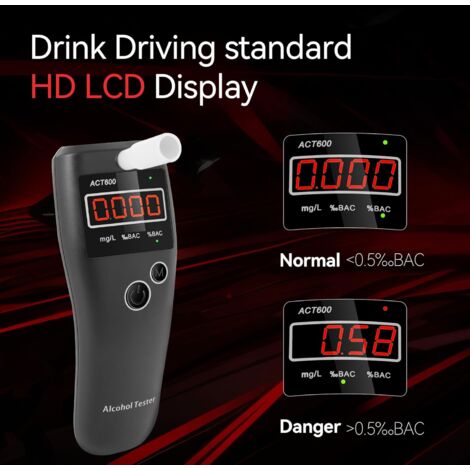 Ethylotest électronique 2025 - Alcootest Numérique Homologué, écran LCD, 10 Embouts Jetables