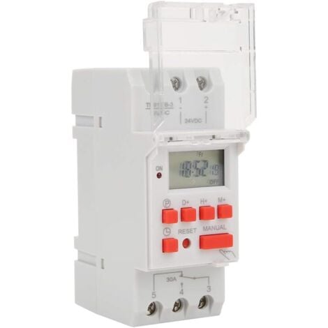 Programmateur Pour Chauffe Eau Électrique, Interrupteur Horaire, Commutateur de Minuterie Numérique 30 A Affichage LCD de Minuterie 1 Seconde Programmateur Digital Relais Temporisé 220V