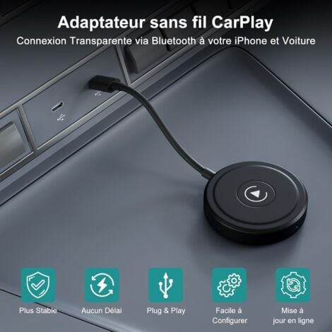 CarPlay sans Fil Adaptateur pour iPhone, Adaptateur CarPlay sans Fil Convertit CarPlay Filaire en CarPlay sans Fil Compatible avec Voitures Après 2017