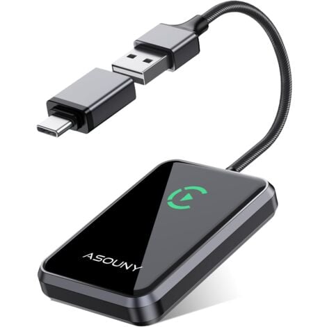 Adaptateur Wireless CarPlay 2025 – Transforme CarPlay avec Fil en CarPlay sans Fil, Plug & Play, Compatible avec Les Voitures Depuis 2016 et iPhone 6+ (iOS 10+) (Pessimiste)