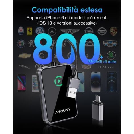 Adaptateur Wireless CarPlay 2025 – Transforme CarPlay avec Fil en CarPlay sans Fil, Plug & Play, Compatible avec Les Voitures Depuis 2016 et iPhone 6+ (iOS 10+) (Pessimiste)