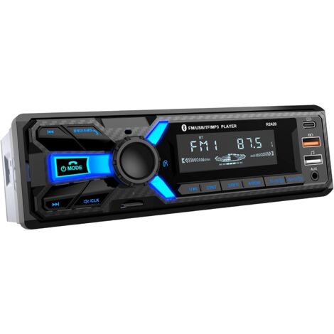 Autoradio Bluetooth 5.0 - BIQIQI - 1 Din - 7 Couleurs Éclairage - 4x65W