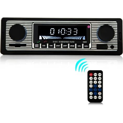 Autoradio Bluetooth 5.0 Poste Radio Voiture Bluetooth, autoradio 1 din Mains Libres pour 9-12V Auto Radio FM, Supporte 2 USB/AUX/SD/TF/MP3 1 DIN Autoradio Supporte iOS/Android