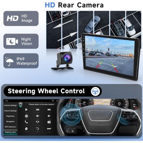 Autoradio Carplay pour Peugeot 308/408 2007-2013, Autoradio 9" avec écran Tactile et sans Fil A-pple Carplay Android Auto, Bluetooth/GPS/WiFi/FM/RDS/SWC/HiFi/USB+Caméra arrière
