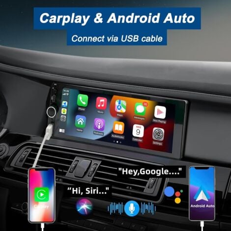 Autoradio 1 DIN avec Carplay et Android Auto - 6.9 Pouces HD Ecran Tactile Poste Radio Voiture Soutien Lien Miroir/Radio FM/USB/EQ – Autoradio Bluetooth Android avec Caméra Recul