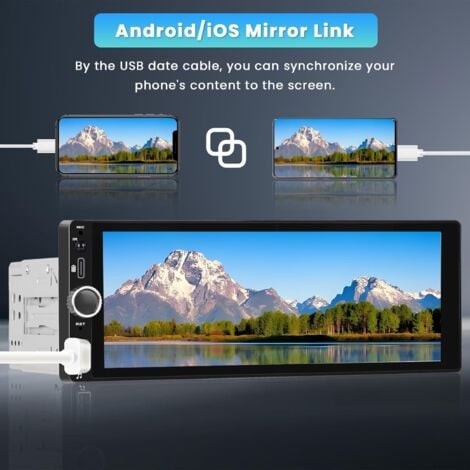 Autoradio 1 DIN avec Carplay et Android Auto - 6.9 Pouces HD Ecran Tactile Poste Radio Voiture Soutien Lien Miroir/Radio FM/USB/EQ – Autoradio Bluetooth Android avec Caméra Recul