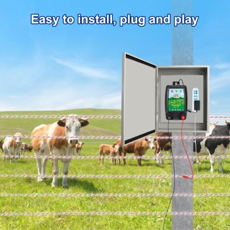 10KM Clôture électrique, Clôture électrique pour bétail, Animaux, Électrificateur de clôture électrique, Haute Puissance, Protection Parfaite pour Les Pâturages