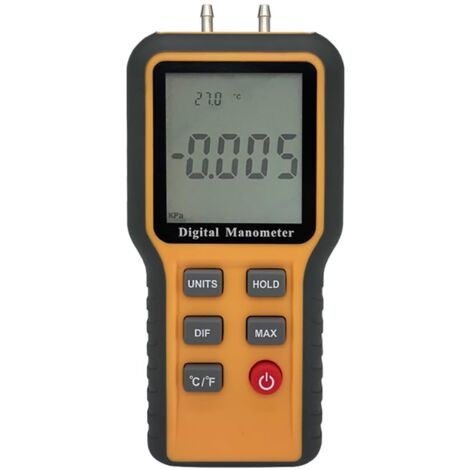 Manomètre Numérique Double Port ±36.8kPa – Testeur Pression HVAC 12 Unités Rétroéclairé