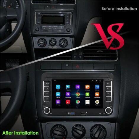Autoradio Android 13 avec Carplay pour VW Golf 5 6 Polo Skoda Caddy T5 Passat, Radio 2 Din avec système de Navigation écran 7", avec Bluetooth/USB/FM/RDS, Support Mirror Link