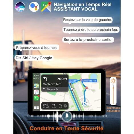 CarPlay Voiture, Portable CarPlay & Android Auto sans Fil avec 1080P Caméra de Recul, Stéréo de Voiture 7 Pouces IPS Écran Tactile avec Navigation, Assistant Vocal, Bluetooth, FM, Mirror Link