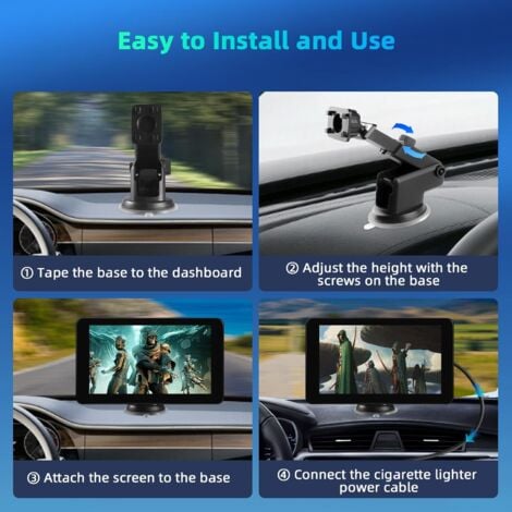 Carplay Voiture pour sans Fil Carplay & Android Auto, 7 Pouces Ecran Carplay Voiture, Drive Buddy Carplay, Autoradio Portable avec Bluetooth, Mirrorlink, GPS Navigation, Assistant Vocal, FM, AUX